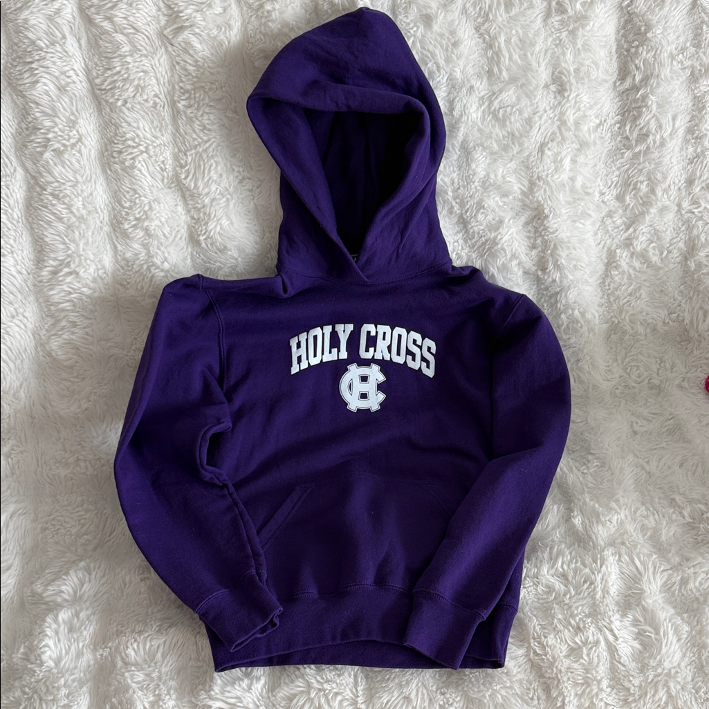 College Of Holly Cross The Kids Purple Hoodie Size L (Fits 10-11 Yo Kid)